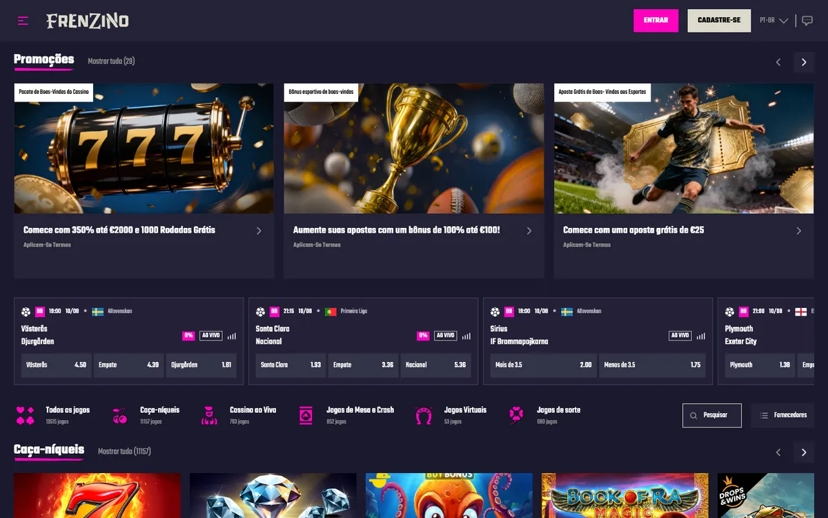 Frenzino Casino — Home page, captured from Brazil
