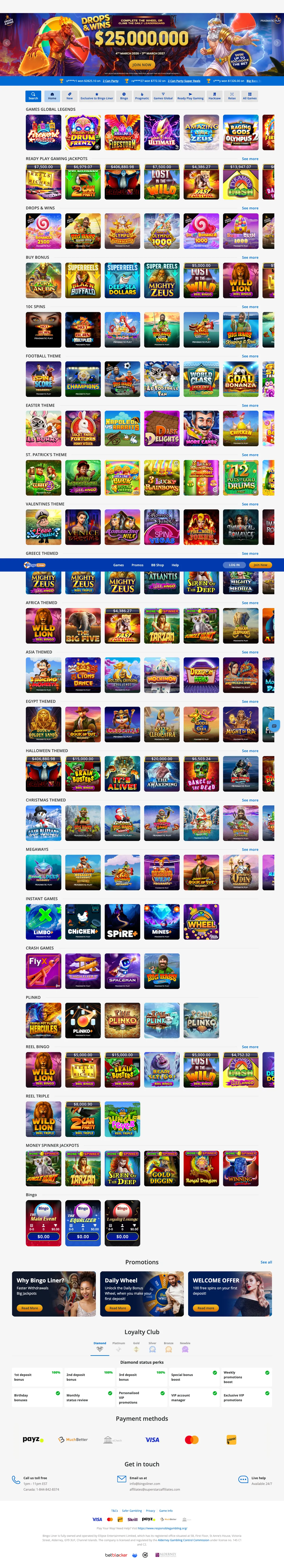 Bingo Liner Casino — Home page, captured from Austria