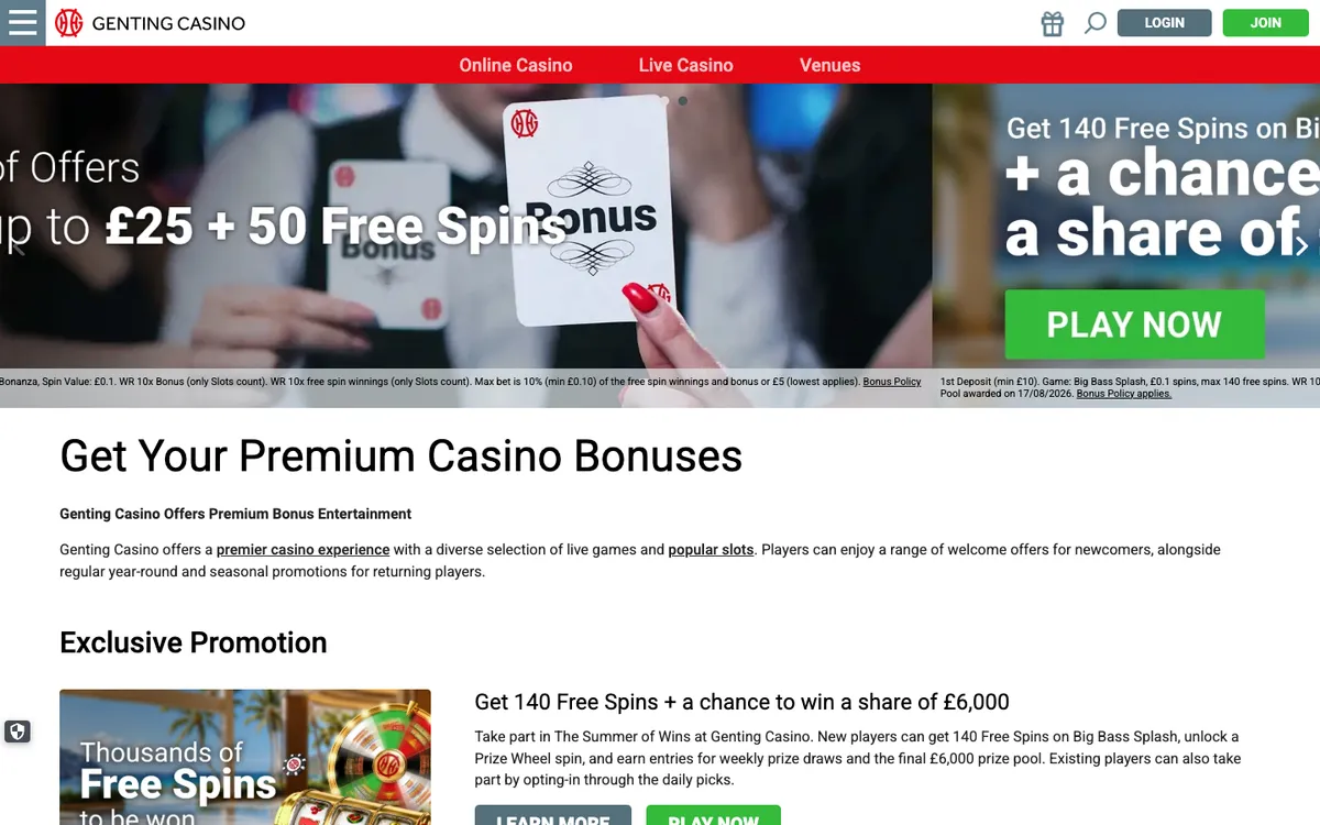 Genting Casino — Promotions, captured from France