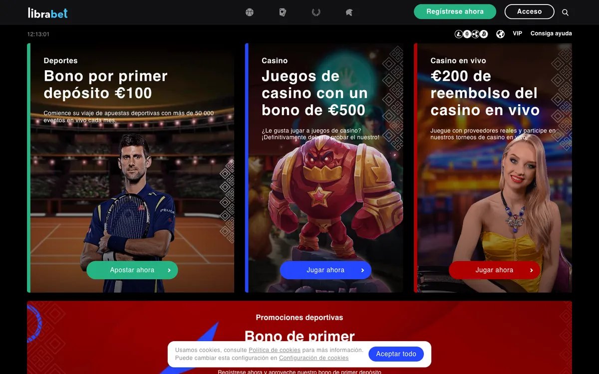 LibraBet Casino — Home page, captured from Mexico