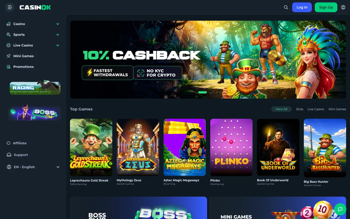 CasinOK — Home page, captured from Canada