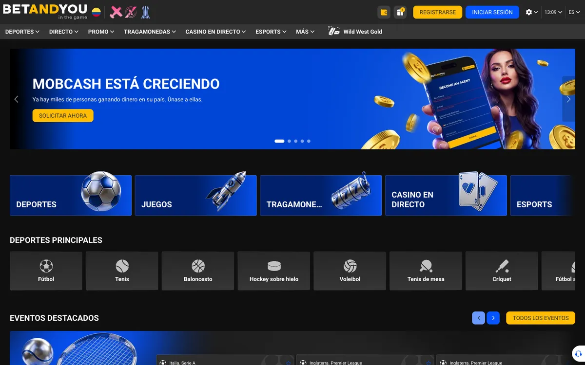 Betandyou Casino — Home page, captured from Colombia