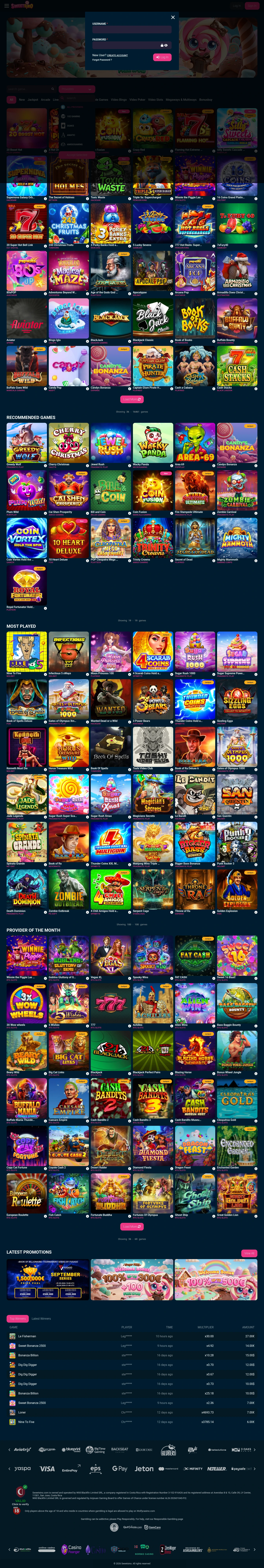 Sweetsino Casino — «Регистрация», снято из страны Норвегия