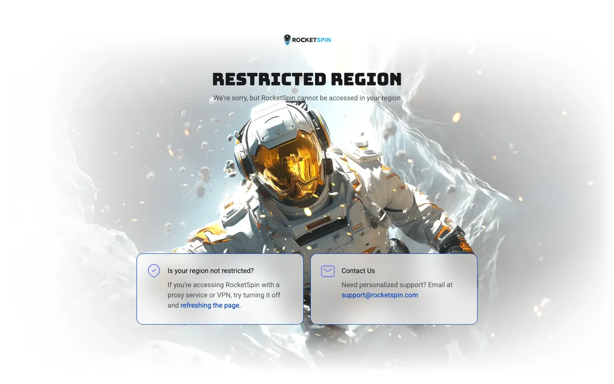 Rocket Spin Casino — Home page, captured from France