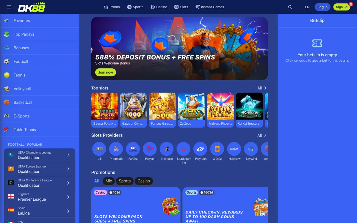 Dashking88 Casino — Home page, captured from Austria