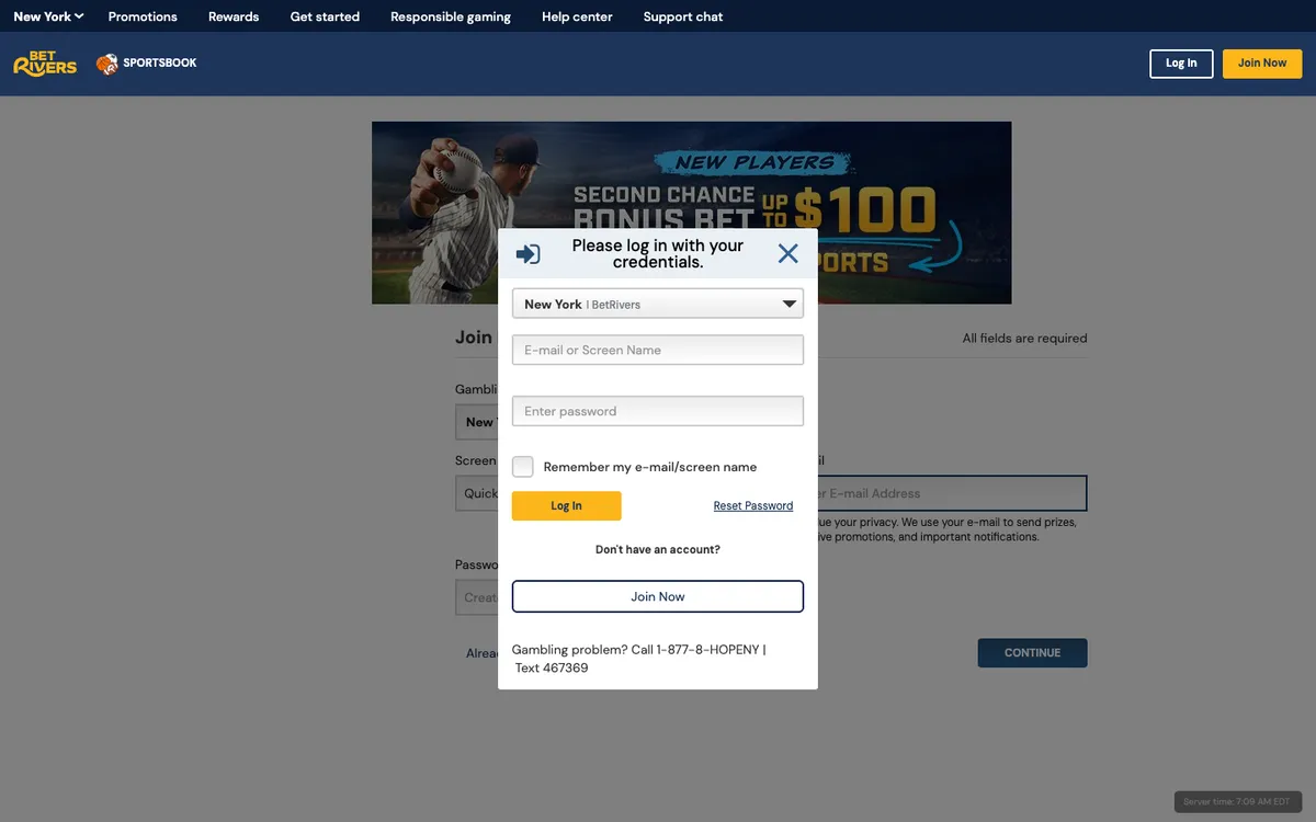 BetRivers Casino USA — Sign-up, captured from United States