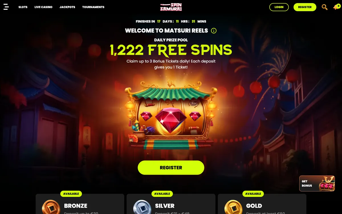 Spin Samurai Casino — Promotions, captured from Canada