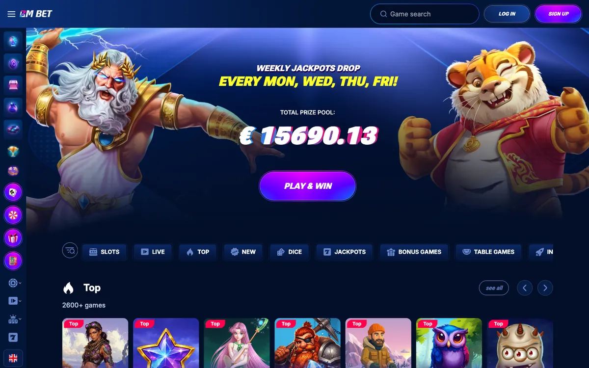Bm.bet Casino — Home page, captured from Australia