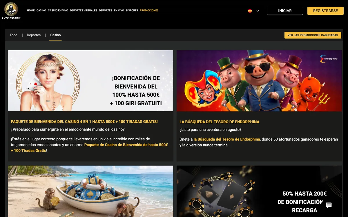 Olympusbet Casino — Promotions, captured from Colombia