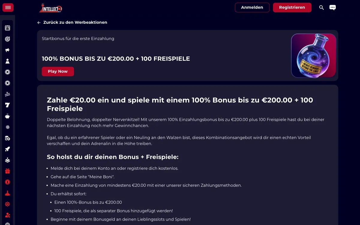 IntellectBet Casino — Payments, captured from Austria