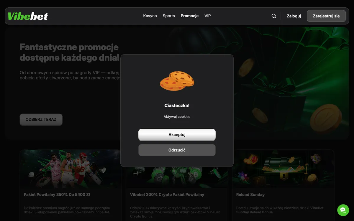 Vibebet Casino — «Акции», снято из страны Польша