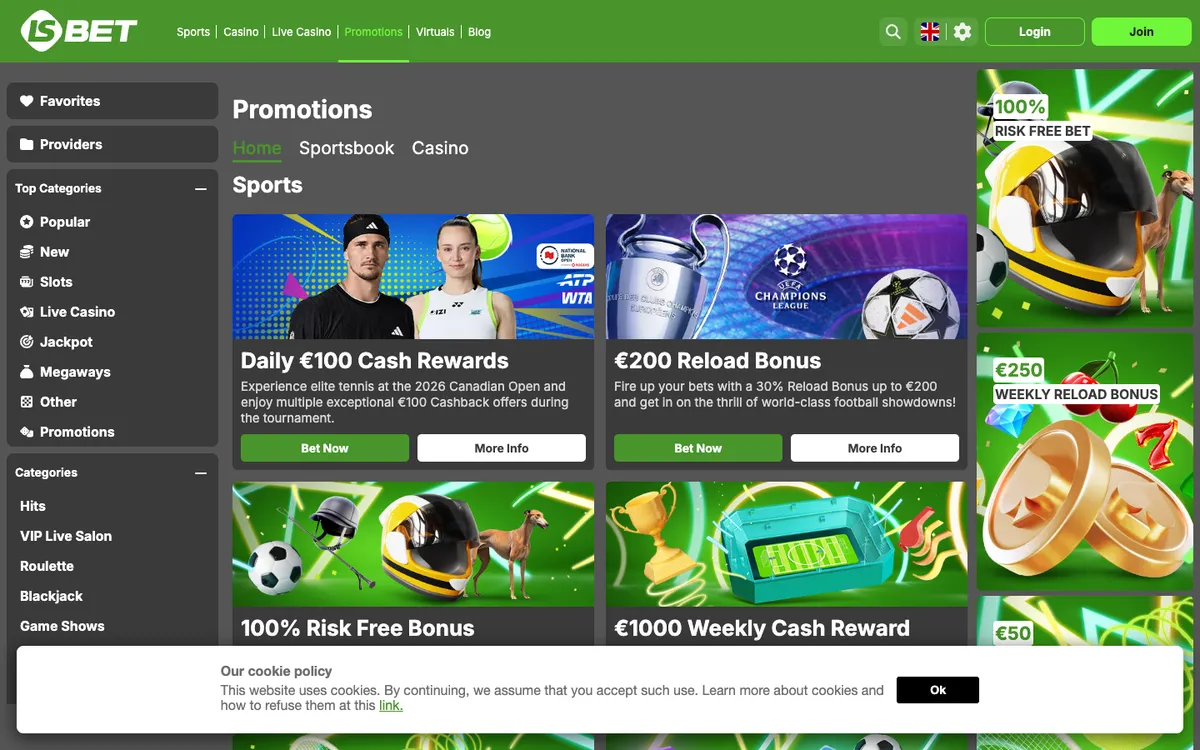 LSbet Casino — «Акции», снято из страны Испания