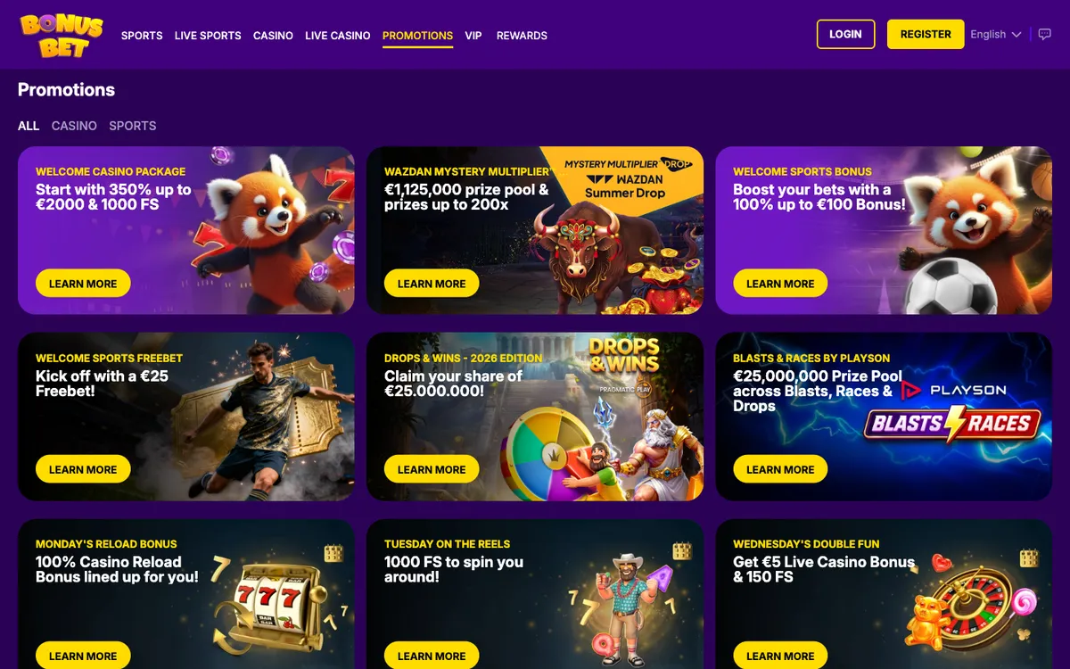 BonusBet Casino — Promotions, captured from France