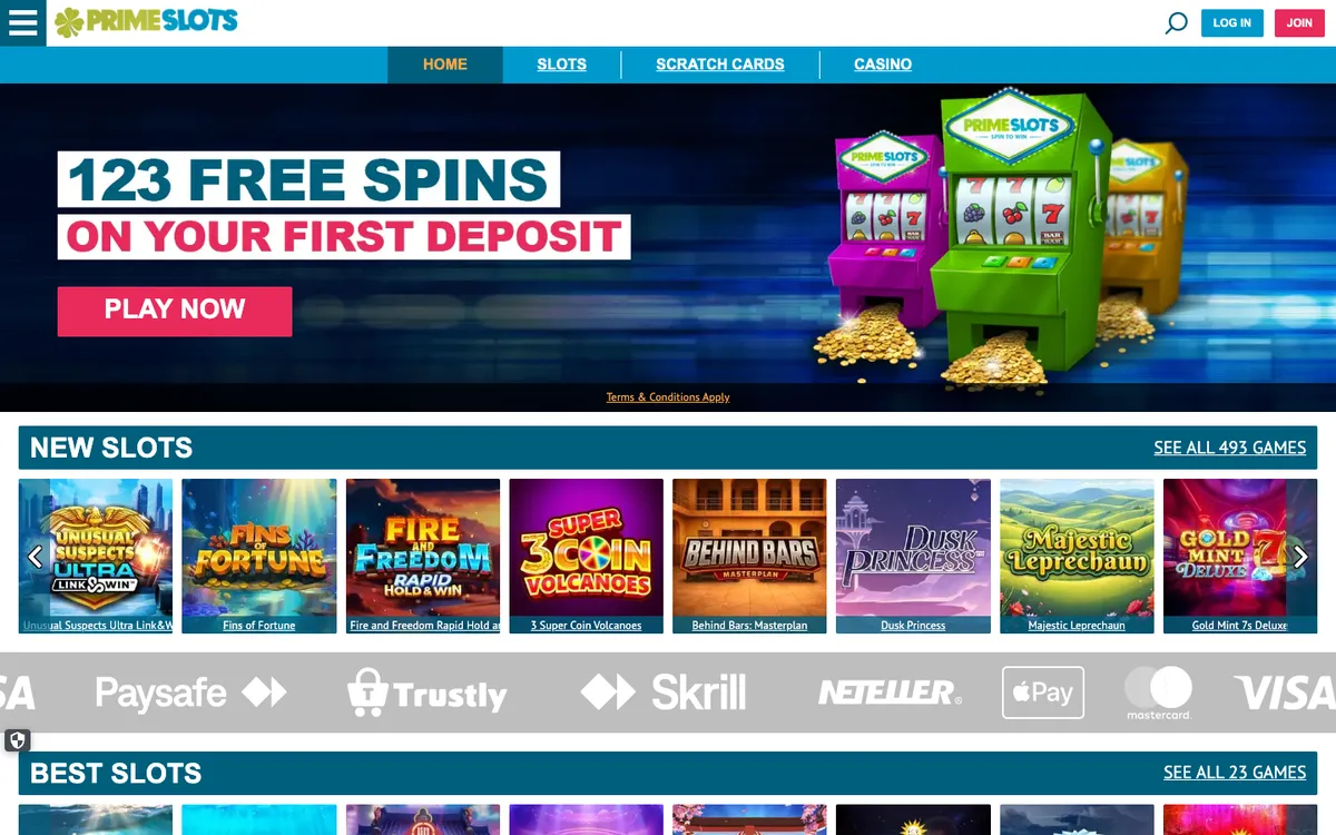 Prime Slots Casino — «Главная», снято из страны Швейцария