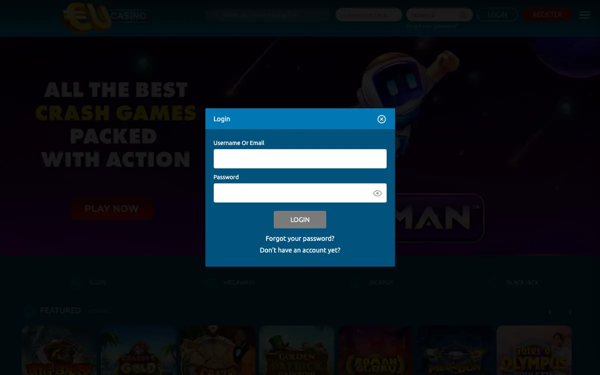 EUcasino — «Регистрация», снято из страны Финляндия