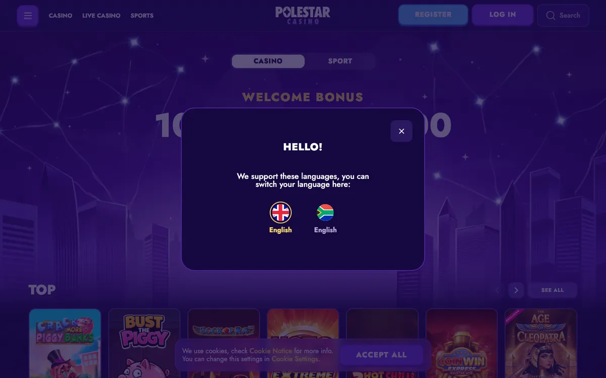 Polestar Casino — «Главная», снято из страны Южно-Африканская Республика