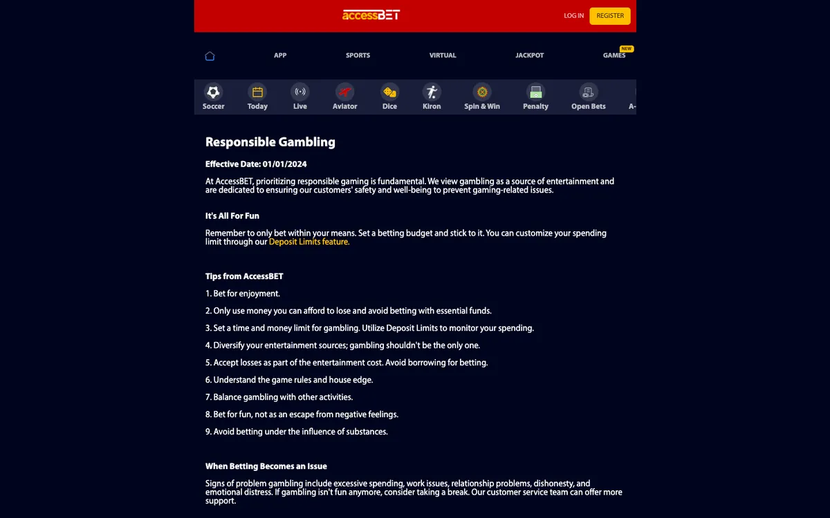 AccessBET Casino — Promotions, captured from Nigeria