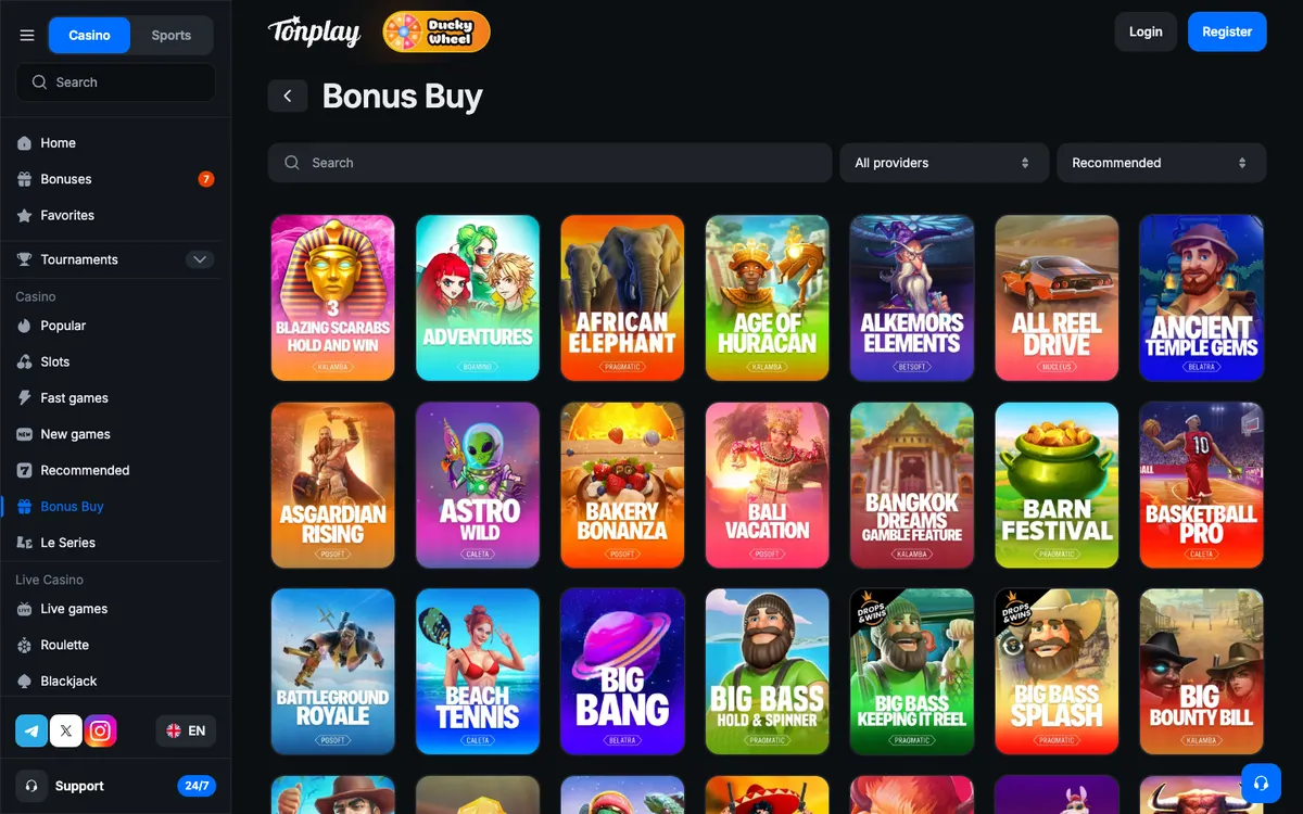 Tonplay Casino — Promotions, captured from Austria