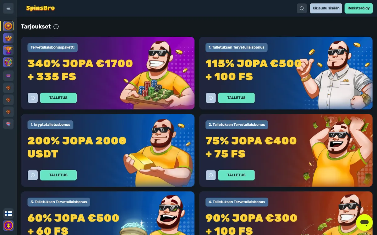 SpinsBro Casino — Promotions, captured from Finland