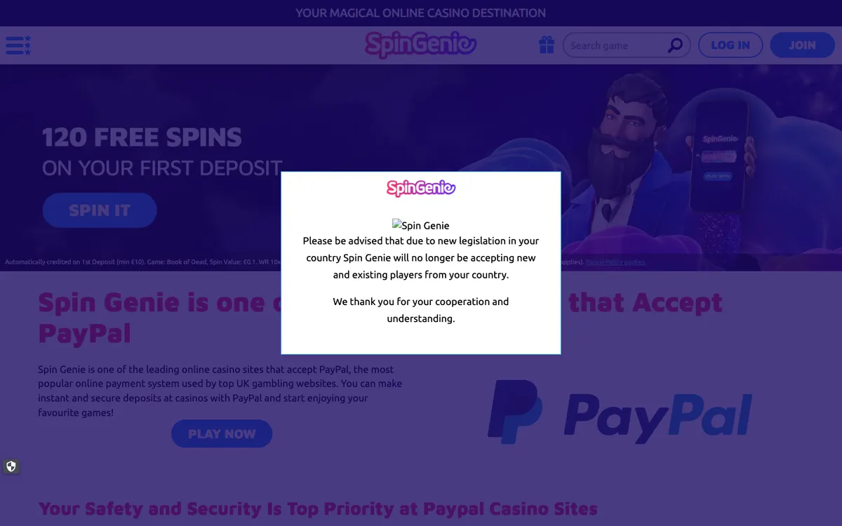 Spin Genie Casino — Payments, captured from Australia