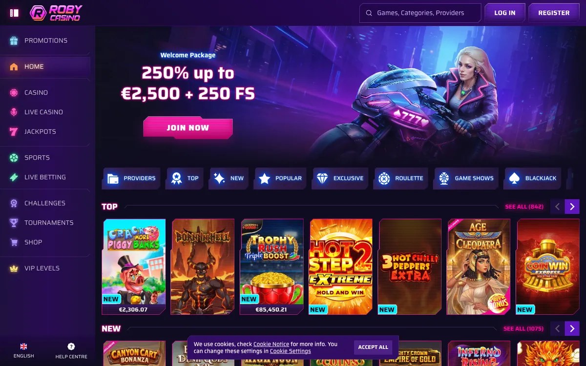 Roby Casino — «Главная», снято из страны Финляндия