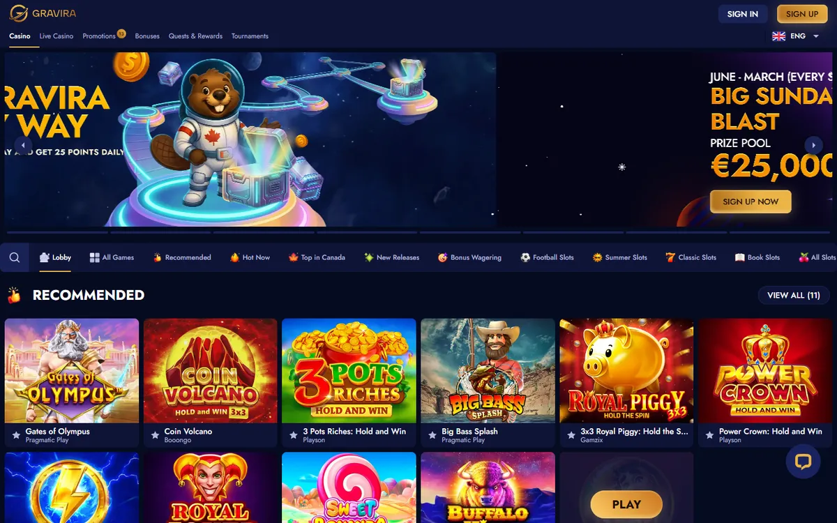 Gravira Casino — «Главная», снято из страны Канада