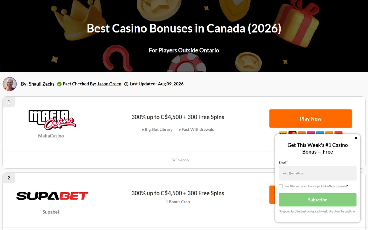 Casino.com — Promotions, captured from Canada