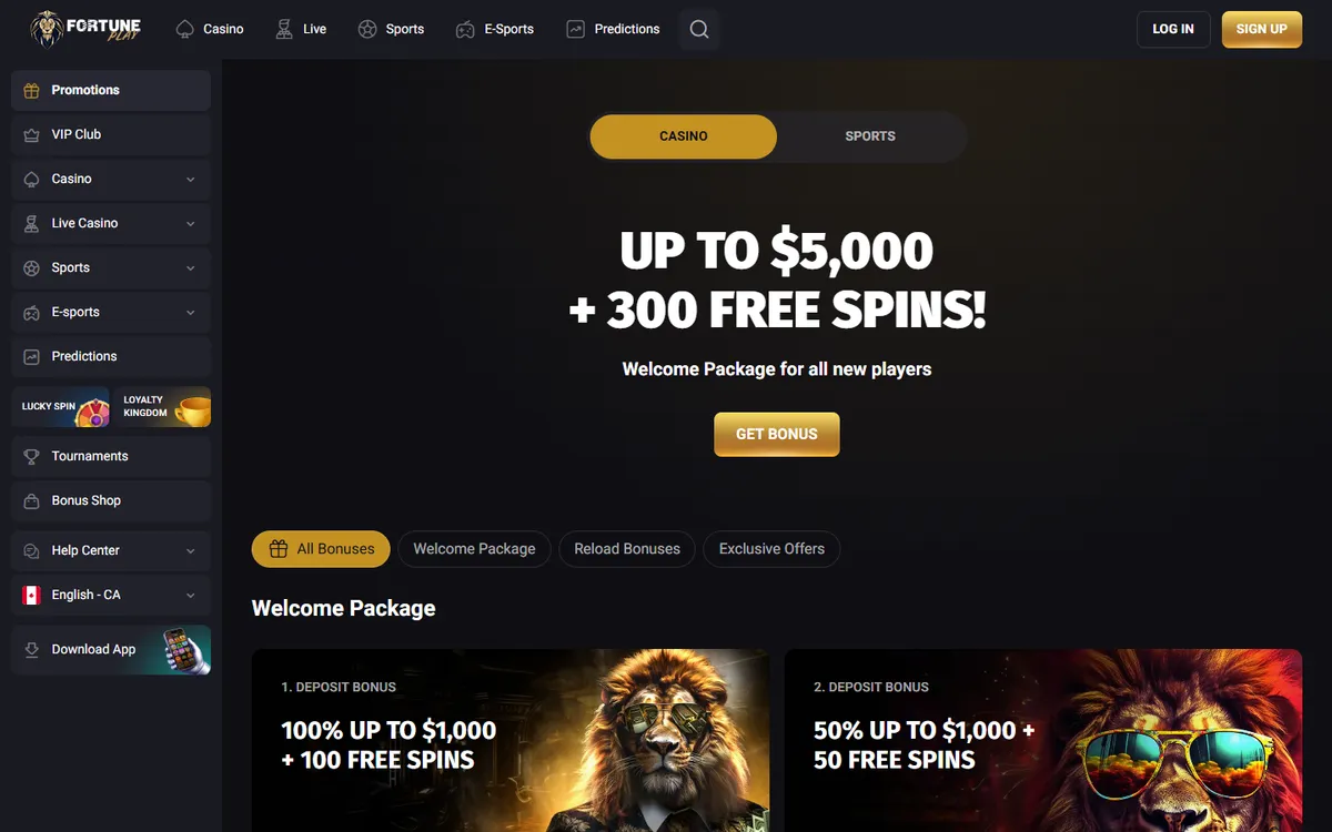 Fortune Play Casino — Promotions, captured from Canada