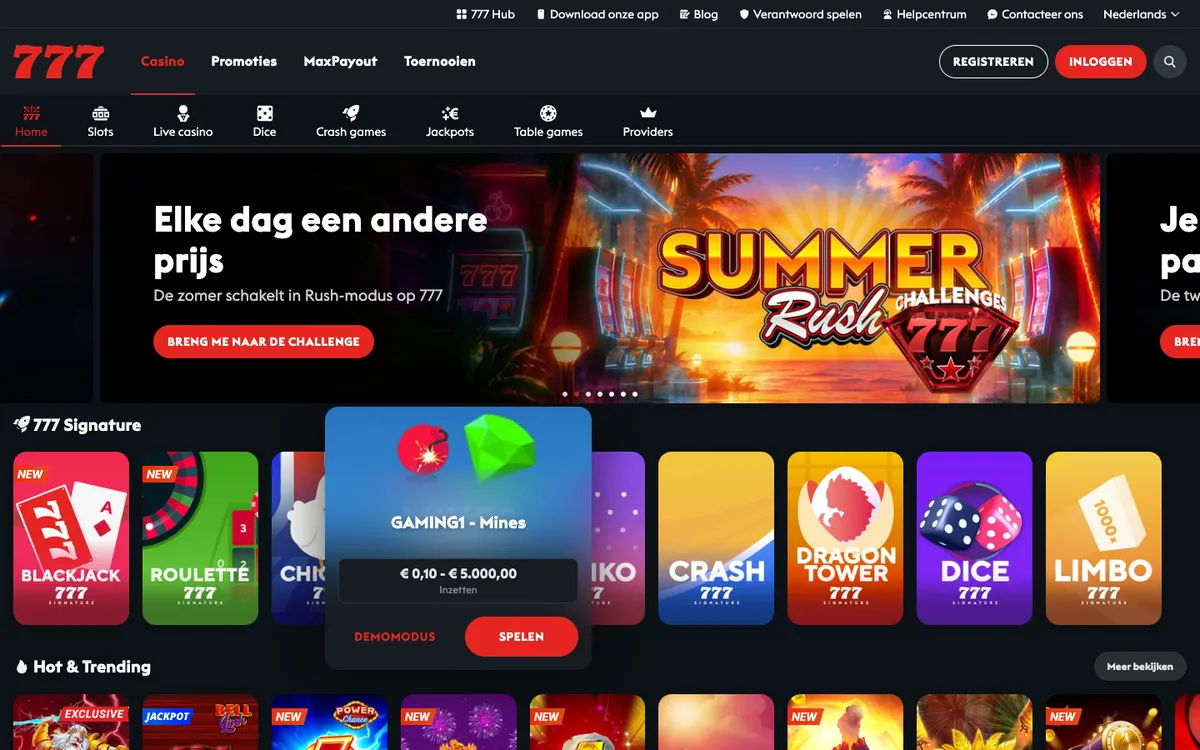 Casino777.be — «Главная», снято из страны Бельгия