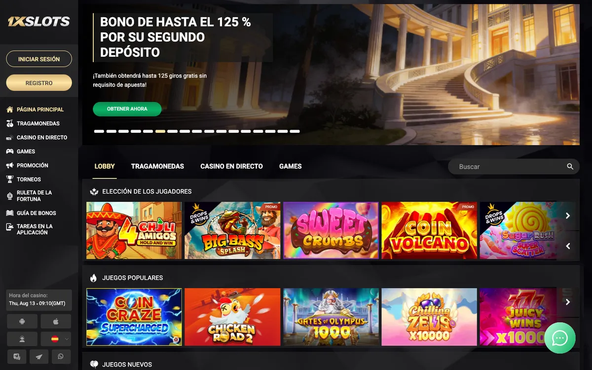 1xSlots Casino — «Главная», снято из страны Канада