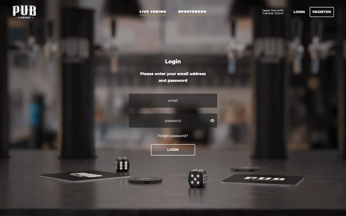 Pub Casino — Sign-up, captured from United Kingdom