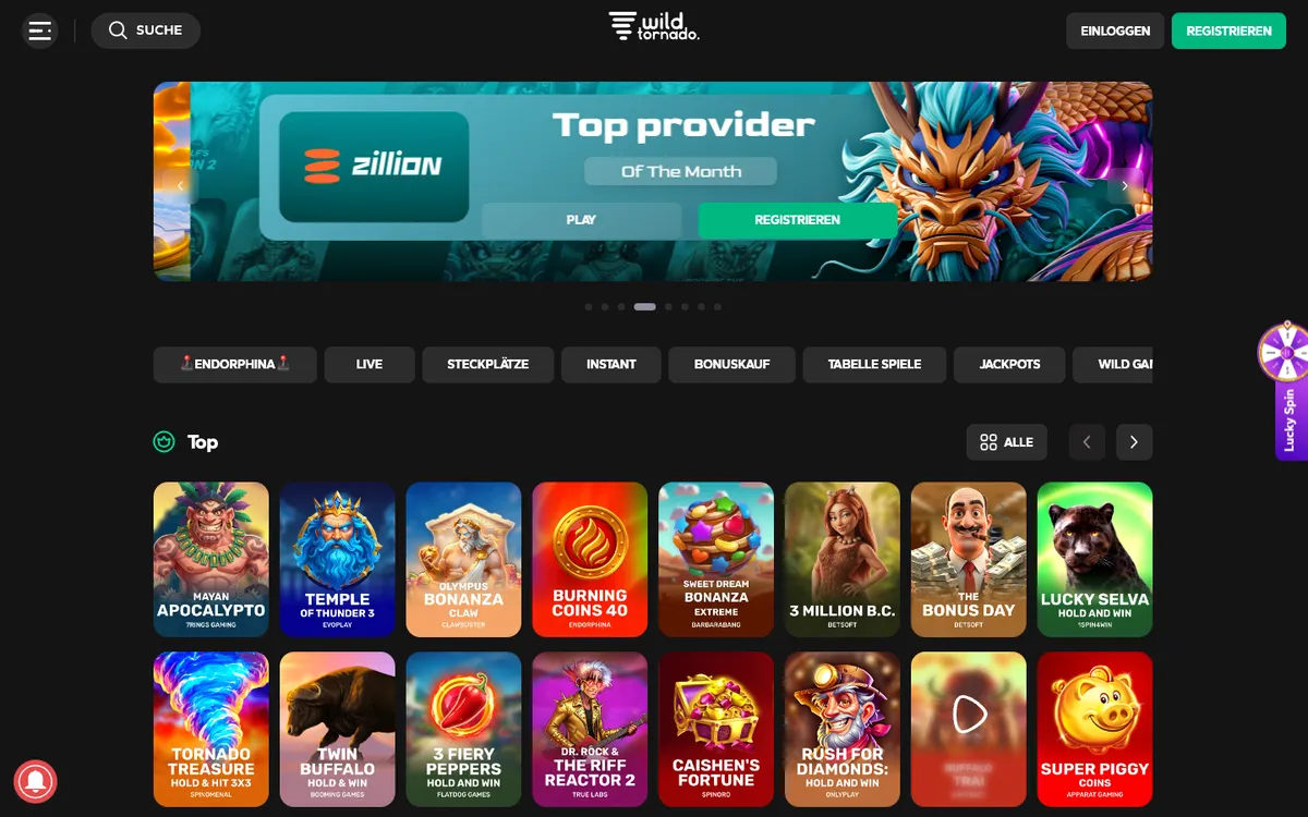 Wild Tornado Casino — «Главная», снято из страны Швейцария