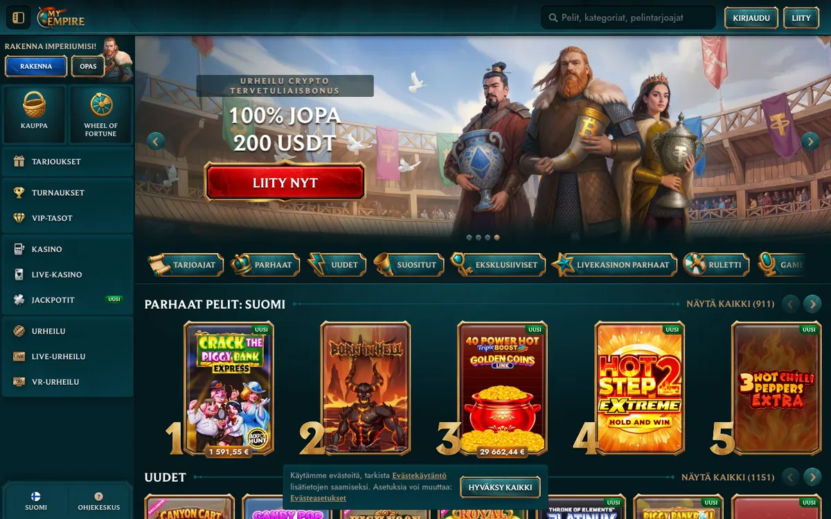 MyEmpire Casino — «Главная», снято из страны Финляндия
