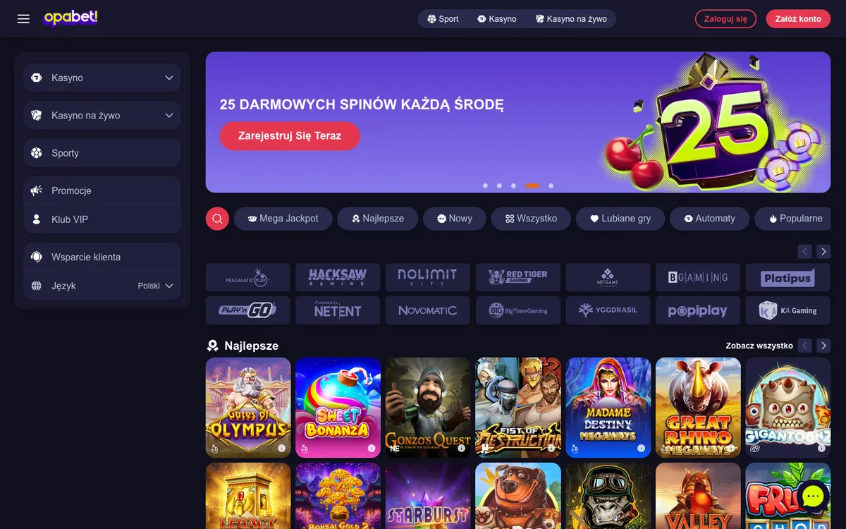 Opabet Casino — «Главная», снято из страны Польша