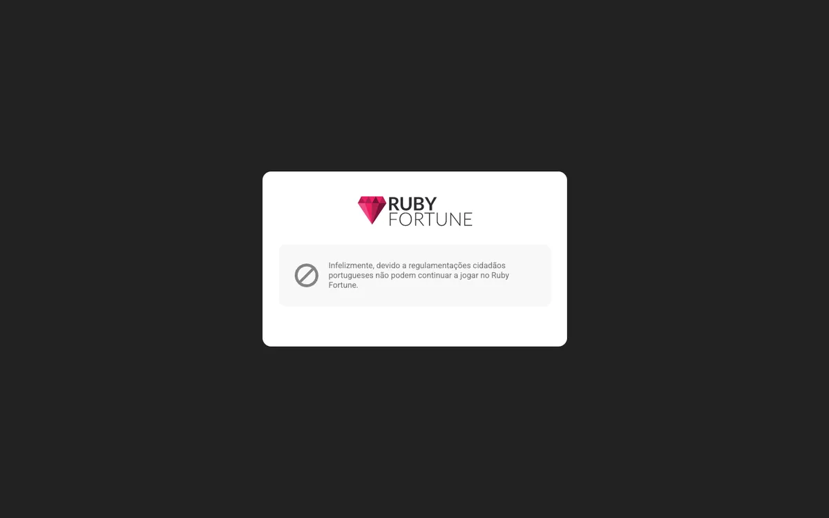 Ruby Fortune Casino — Sign-up, captured from Portugal