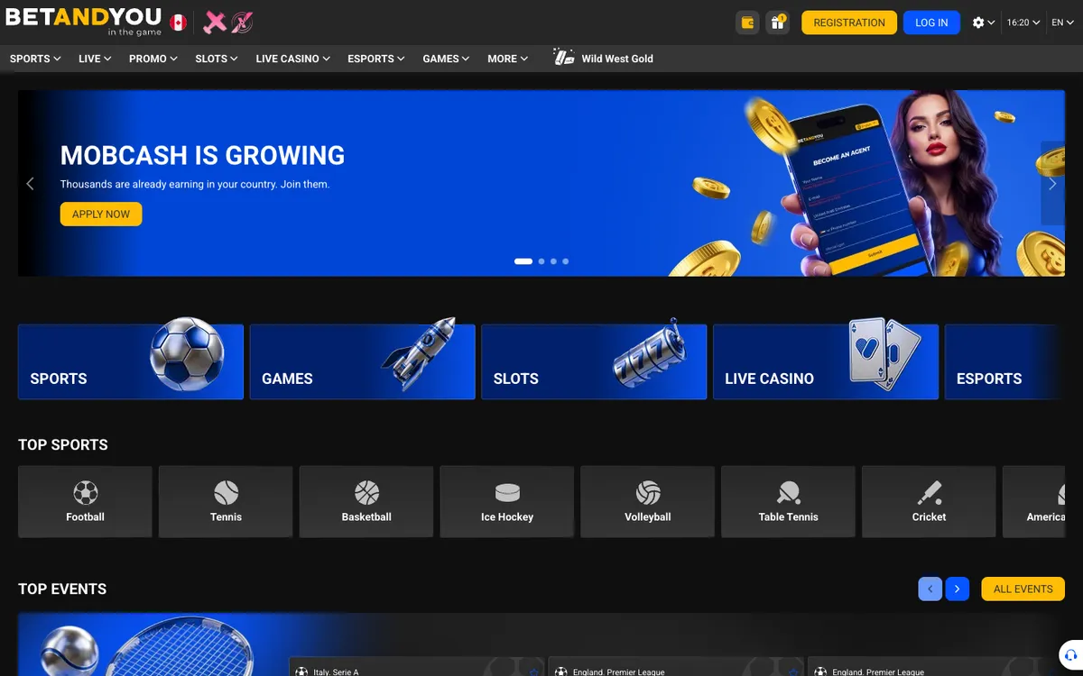 Betandyou Casino — Home page, captured from Canada