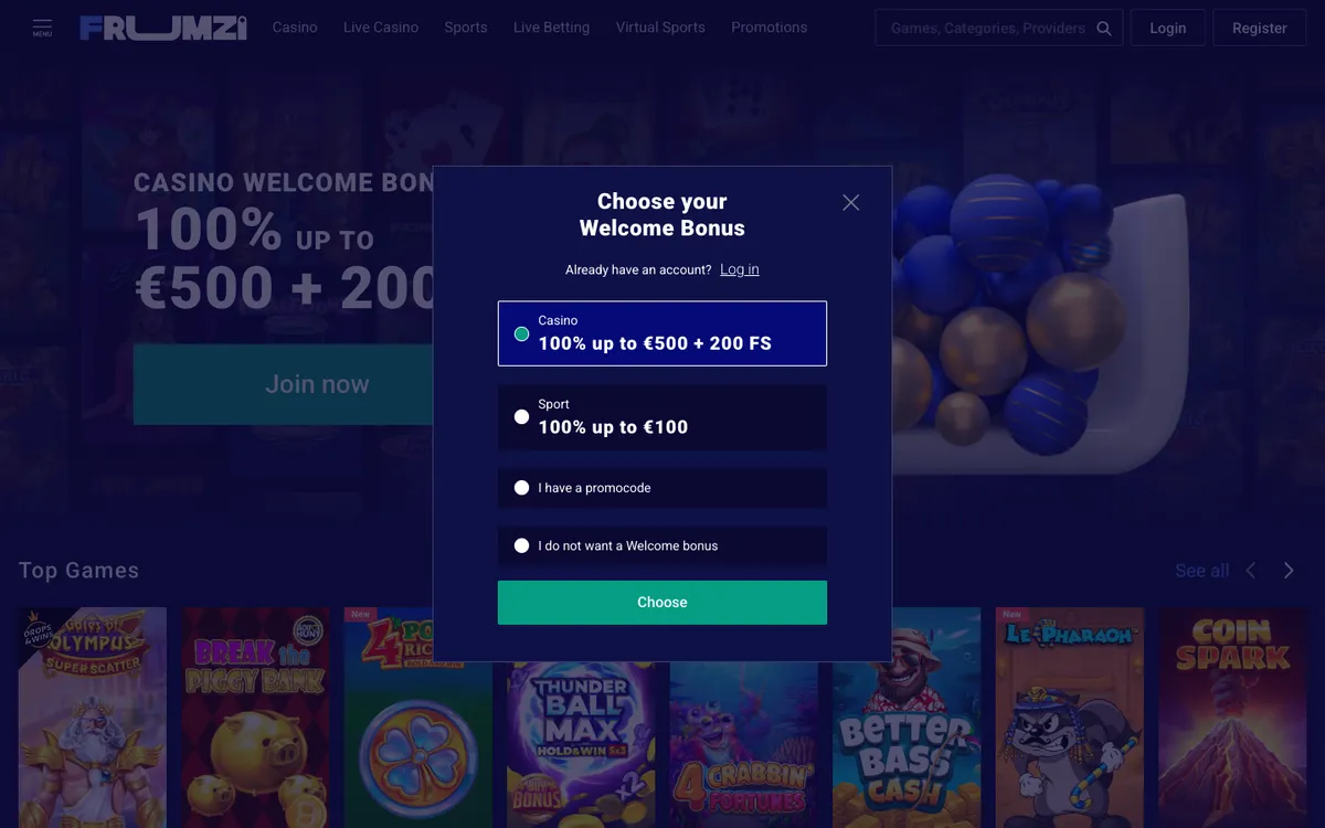 Frumzi Casino — «Платежи», снято из страны Новая Зеландия