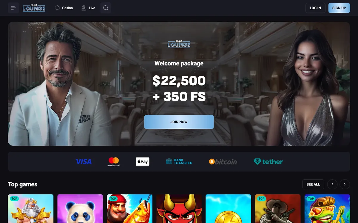SlotLounge Casino — Home page, captured from Canada