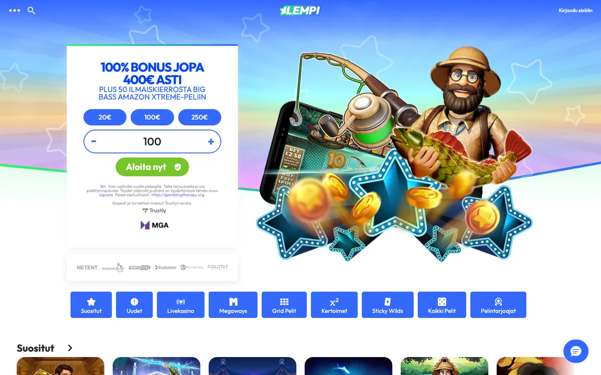 Lempi Casino — Home page, captured from Finland