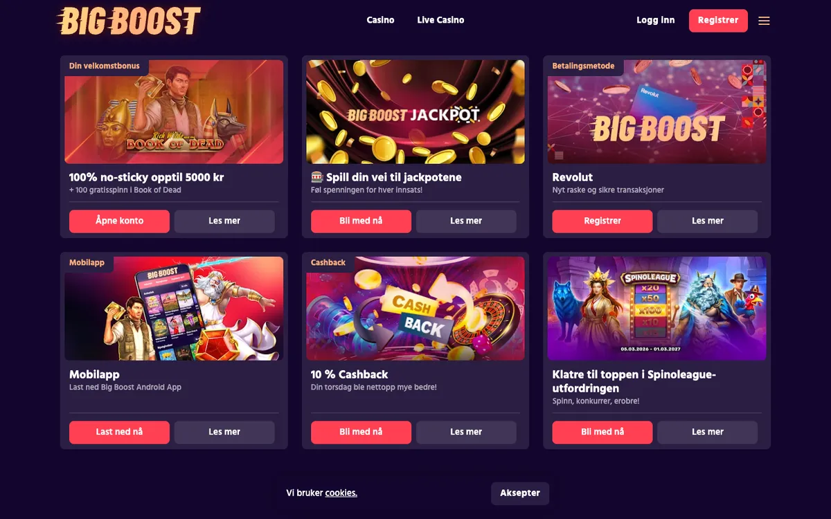 Big Boost Casino — Promotions, captured from Norway