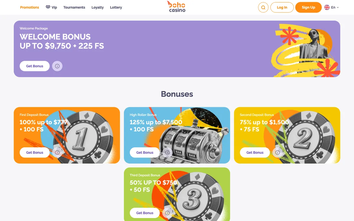 Boho Casino — «Акции», снято из страны Новая Зеландия
