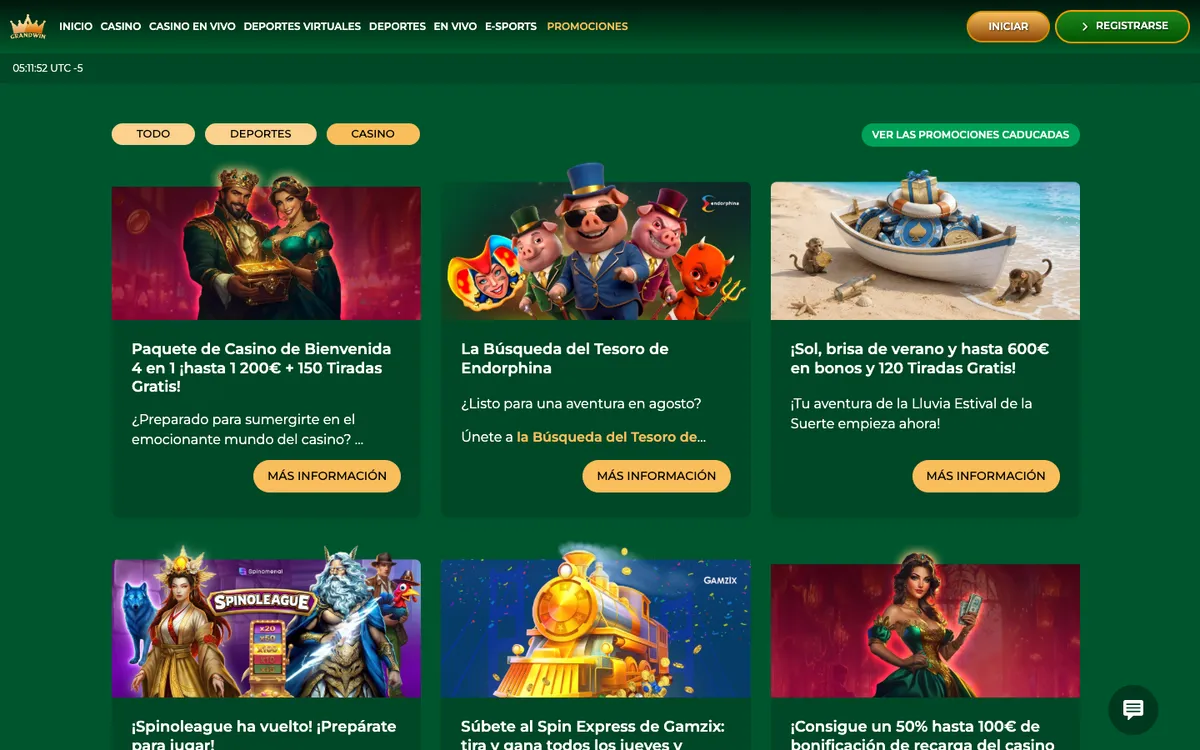Grandwin Casino — Promotions, captured from Mexico