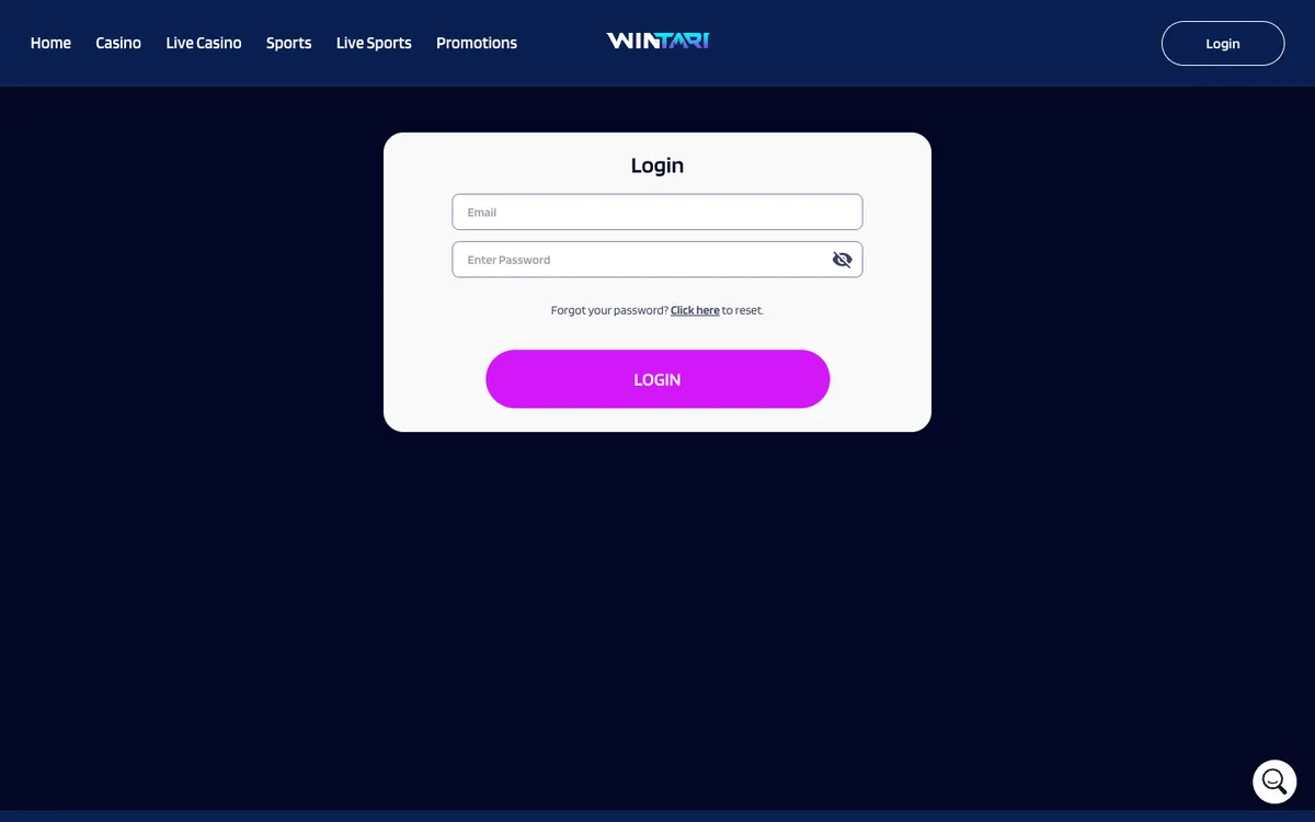 Wintari Casino — Sign-up, captured from Australia