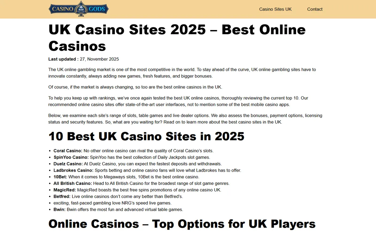 Casino Gods — Home page, captured from Canada
