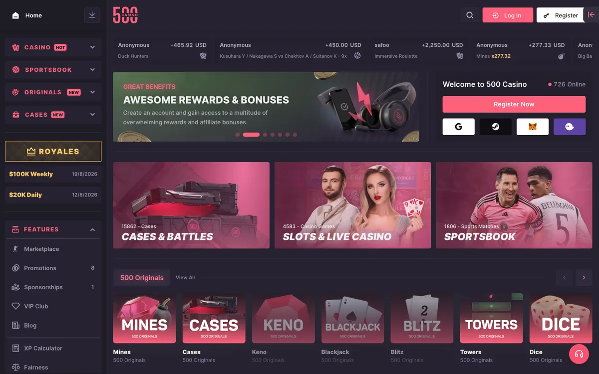 500 Casino — «Главная», снято из страны Перу