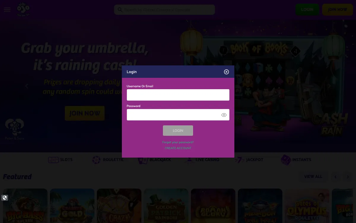 PlayOJO Casino — Sign-up, captured from Finland