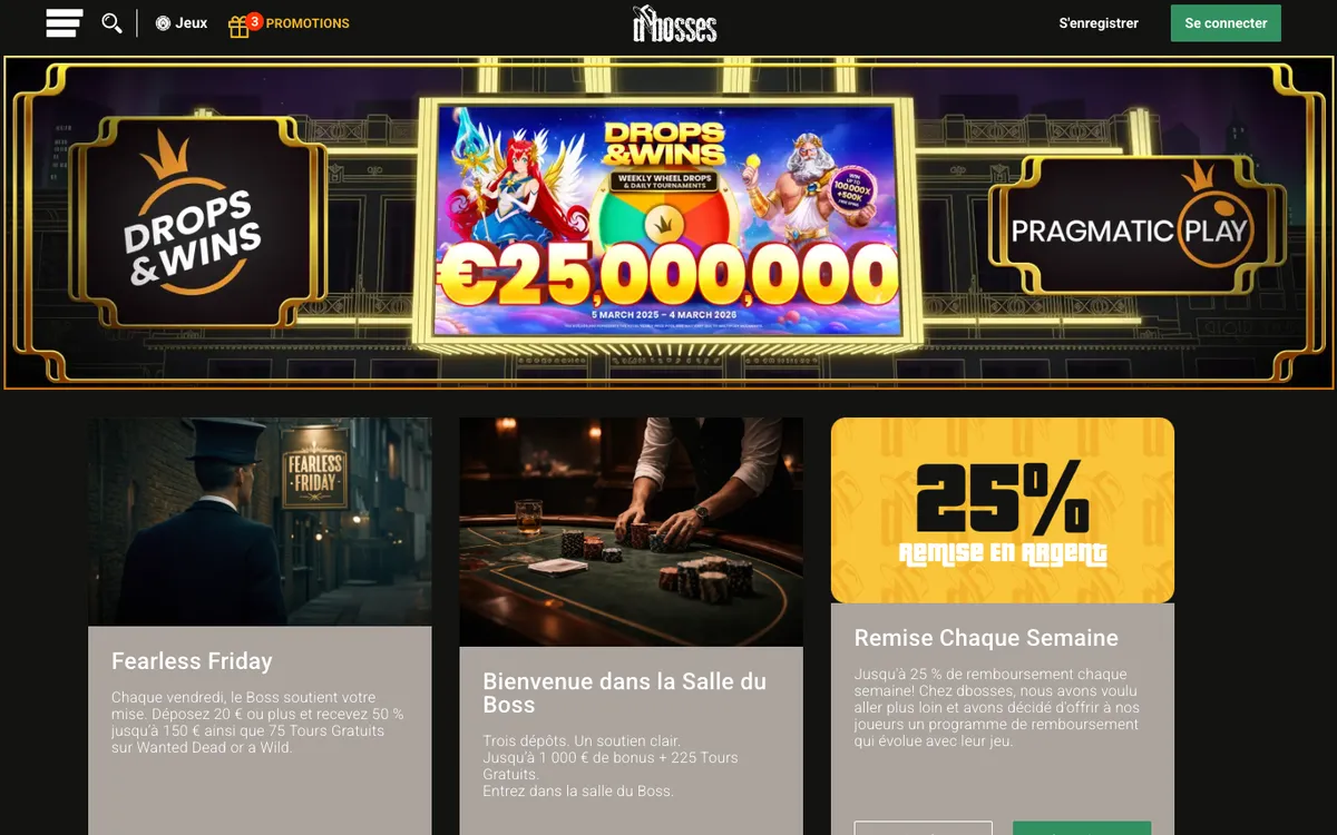 Dbosses Casino — «Акции», снято из страны Франция