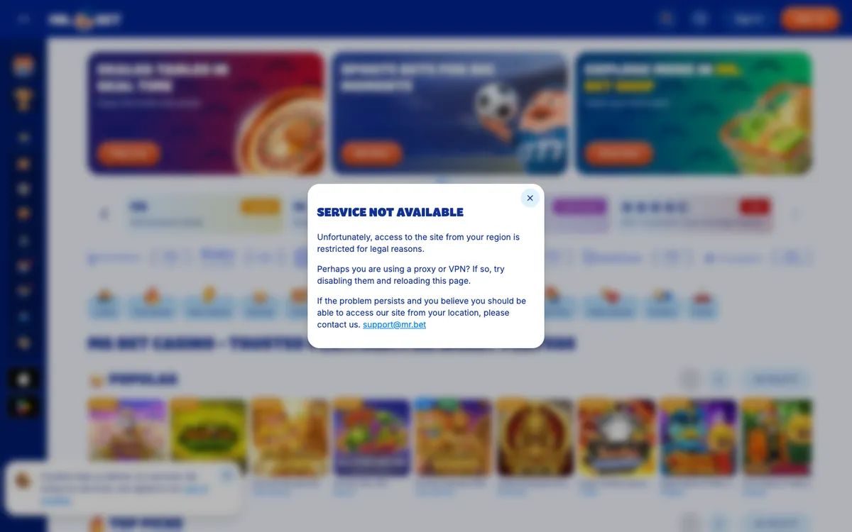 Mr.Bet Casino — Sign-up, captured from Nigeria
