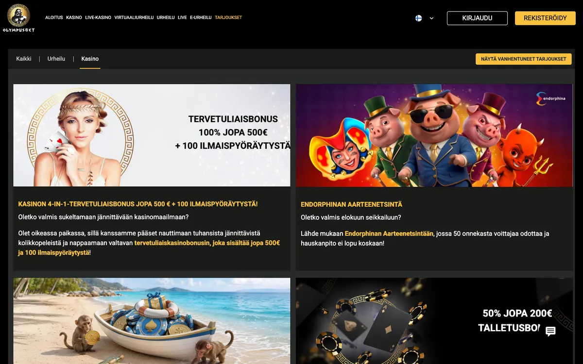 Olympusbet Casino — Promotions, captured from Finland