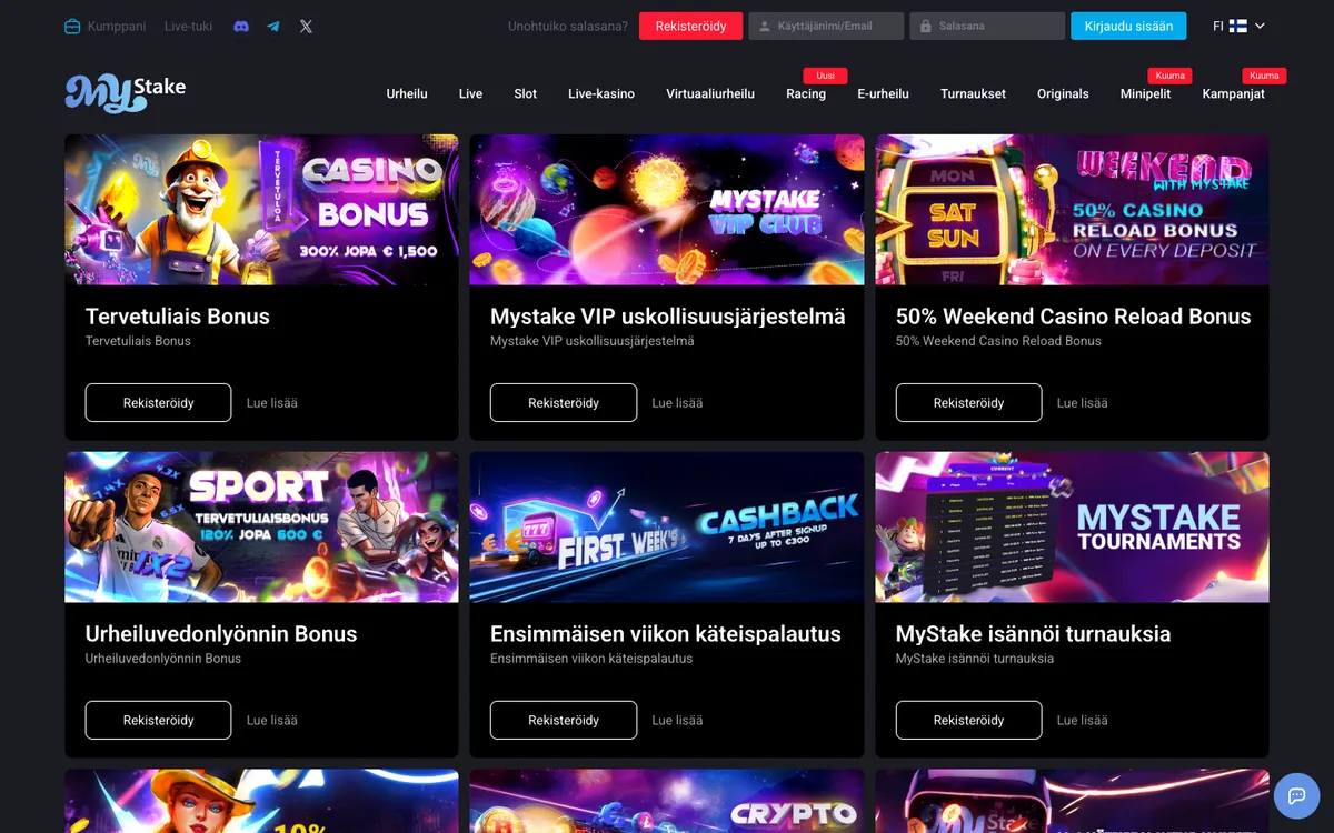 Mystake Casino — Promotions, captured from Finland